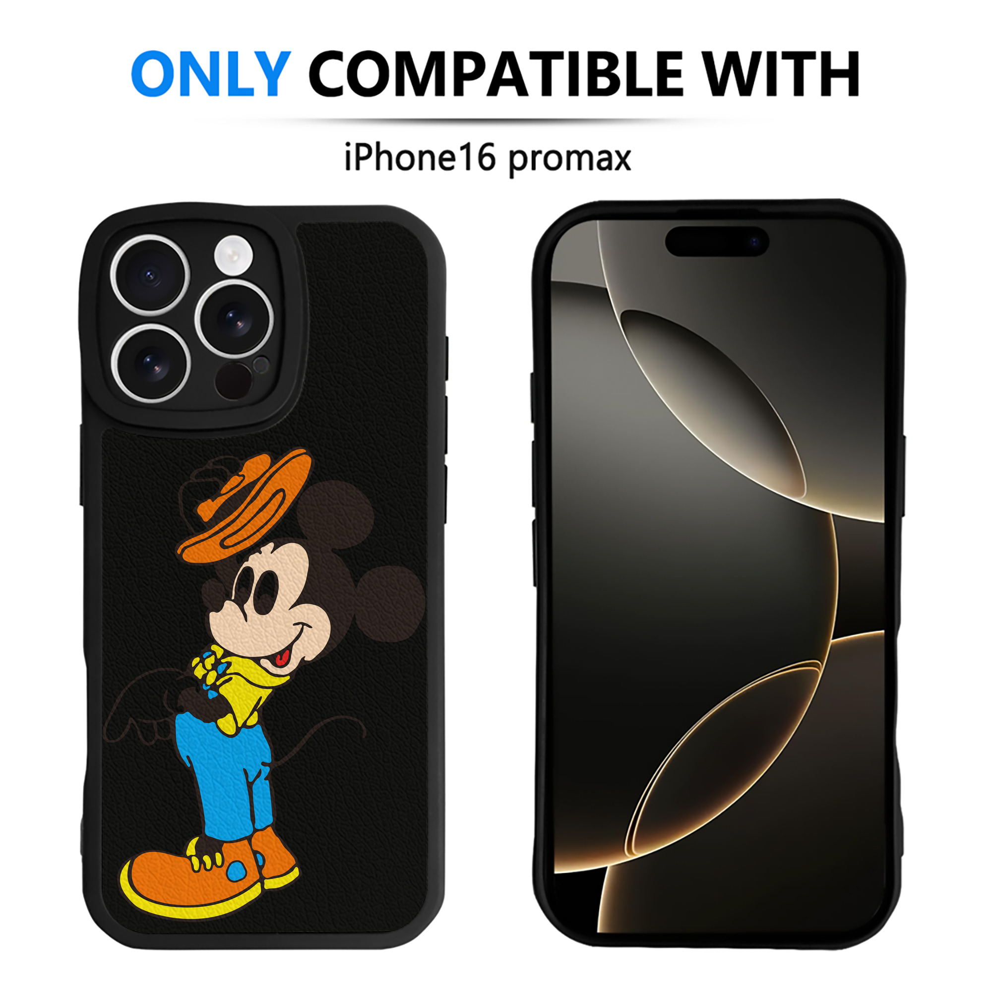 （画像用） ミッキーマウス Mickey Mouse 【iPhone 16シリーズ対応】シリコンスマホケース（レザー調） 材質：シリコン